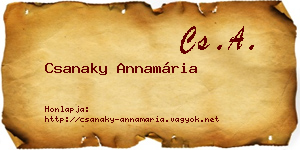 Csanaky Annamária névjegykártya