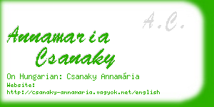 annamaria csanaky business card